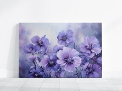 Flowers Painting, Floral Canvas, Purple Flowers Oil Painting, Vintage Flower Art