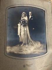 Large Vintage Wedding Photo in Original Studio Mount 1930s-1940s DiMarco Studio