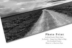 Country Photography Print – Black and White Photo of Road in Flint Hills Kansas
