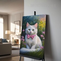 Wall Art Printable Image White Cat Acrylic Canvas Painting Wall Decor