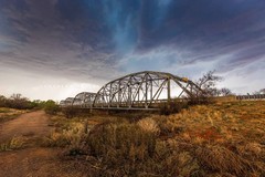 Aqua Colored Thunderstorm Over Old Bridge in Texas Panhandle Photography Print