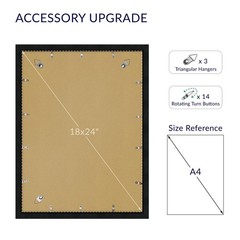 18X24 Poster Frame, Display Pictures 16X20 with Mat or 18X24 without, Wall Ha…