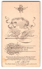 Photograph Karl Deiss, Waldshut / Baden, Kaiserstr. 300. Photographer Monogram