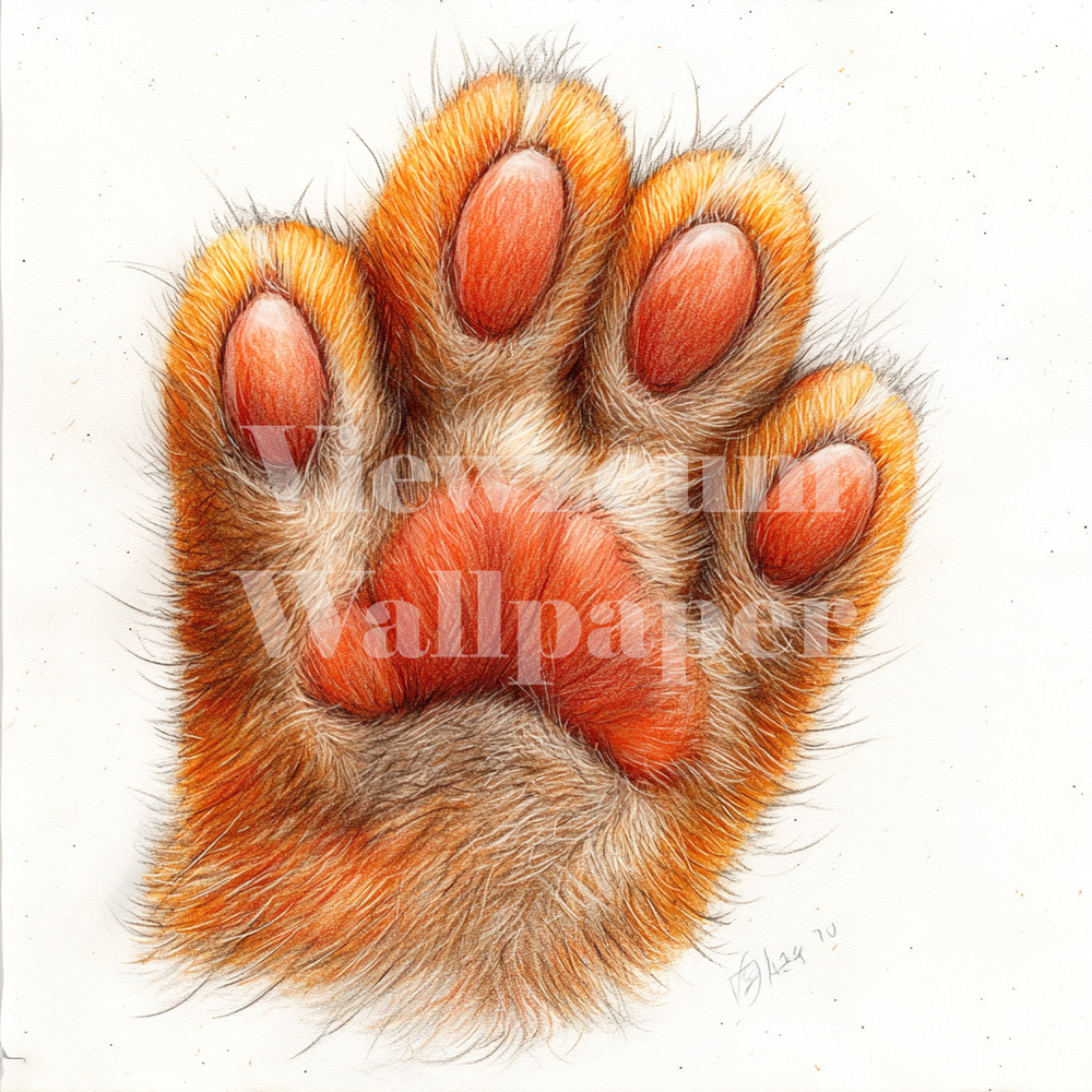Digital wallpaper picture | Orange Cat Paw 1 | 1024 x 1024 1:1 Aspect Ratio