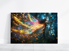 Fairy Art, Vibrant Fantasy Artwork Translucent Wings, Neon Fairy, Magical Glow