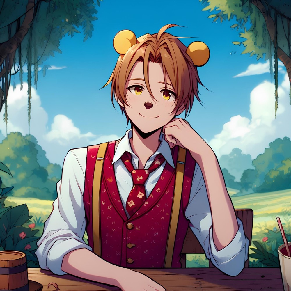 Winnie the Pooh Anime Guy V11 AI Art Image Digital Download 2048 x 2048 Pixels