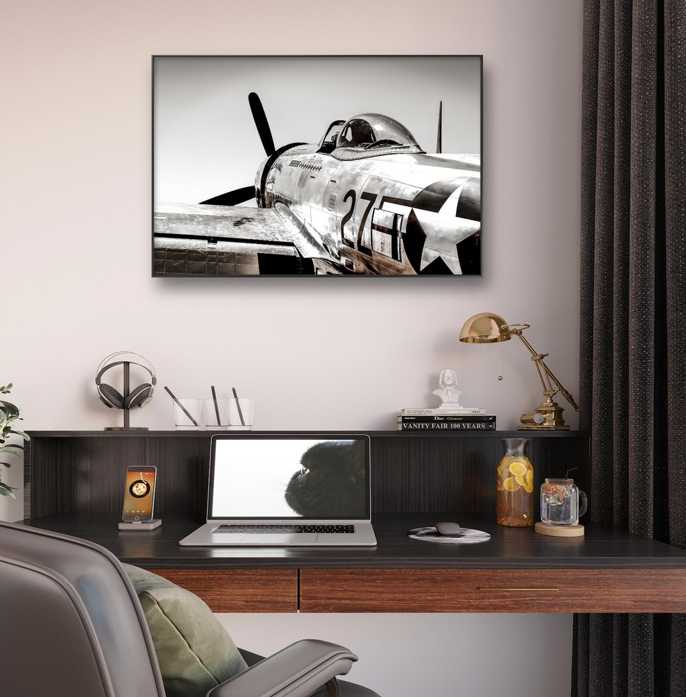 WWII Aircraft Photography, Wall Art on Canvas, P-47D Thunderbolt, 20″x30″ Framed