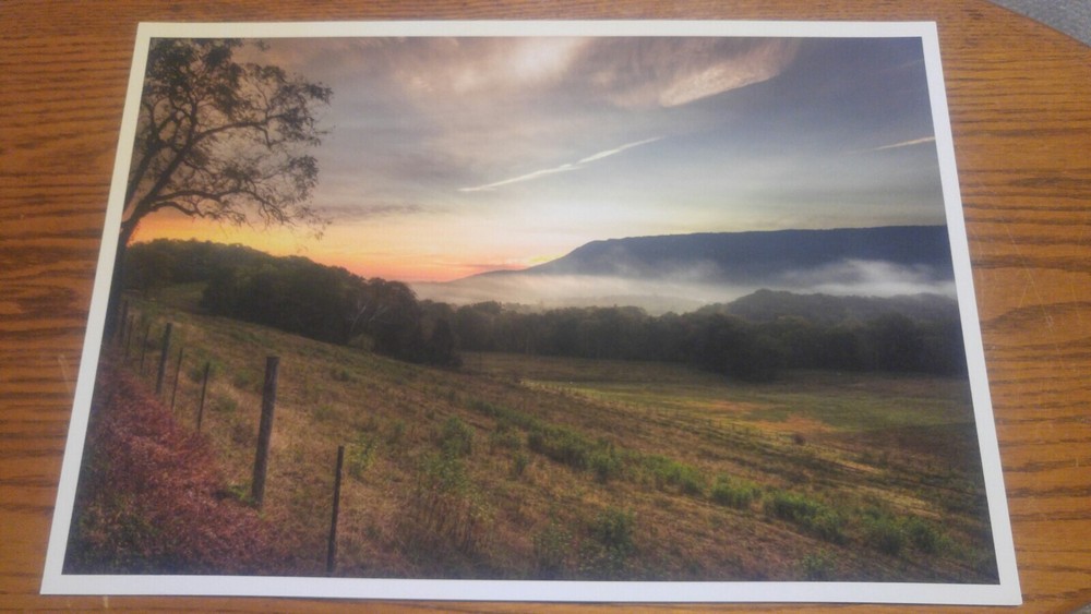 19×13 Digital Art Photograph Blue Ridge Mountains Virginia Sunset Sunrise Fog