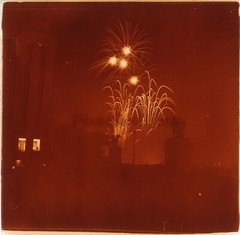 France Paris 1937 Fireworks World Expo Photo Stereo Plate